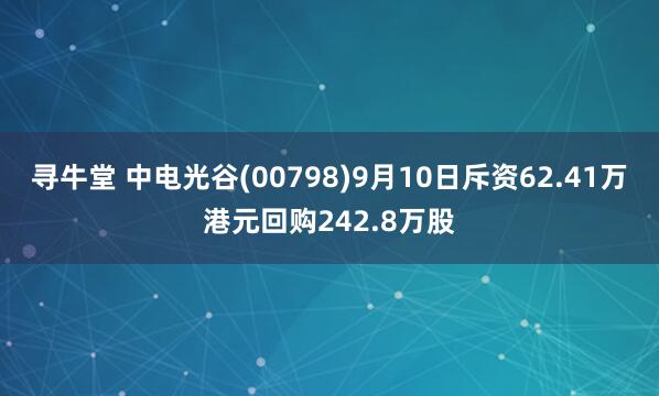 寻牛堂 中电光谷(00798)9月10日斥资62.41万港元回购242.8万股