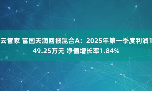 云管家 富国天润回报混合A：2025年第一季度利润149.25万元 净值增长率1.84%