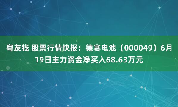 粤友钱 股票行情快报：德赛电池（000049）6月19日主力资金净买入68.63万元