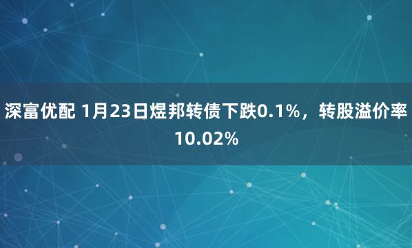 深富优配 1月23日煜邦转债下跌0.1%，转股溢价率10.02%