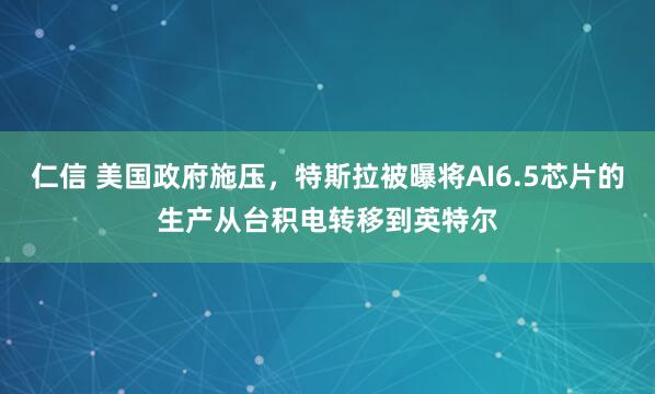 仁信 美国政府施压，特斯拉被曝将AI6.5芯片的生产从台积电转移到英特尔